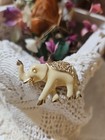 Trunk up White Elephant Enamel Rhinestone Vtg Brooch Pin Fashion Costume Jewelry