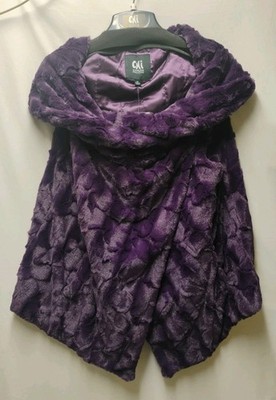 CHI by Carlos Falchi Faux Fur Draped Vest  Plum/Purple Size XL