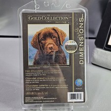 Dimensions Gold Collection Petites Hot Chocolate DOG Stitch Kit 6" X 6" NEW