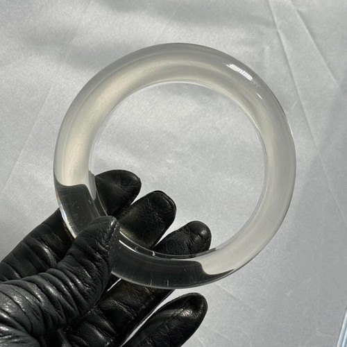Brazalete Grueso Vintage Años 50 MCM Modernista Transparente Lucita Asimétrico Cúpula - Imagen 2 de 11