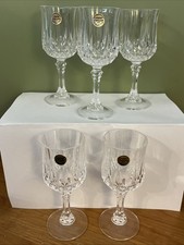 5 Calici da vino Cristal D'Arques Longchamp taglio piombo cristallo cordiale 4 3/4"