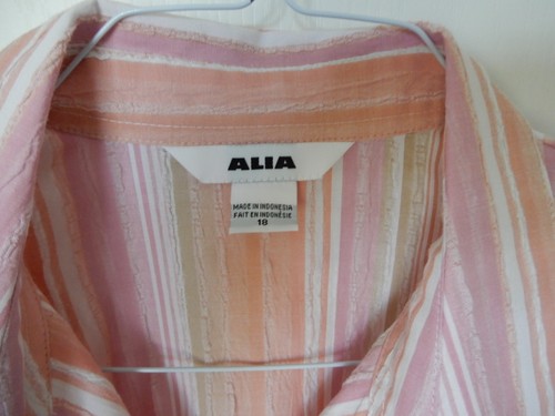 Alia Damengröße 18 rosa weiß hellbraun gestreift 3/4-Ärmel Button-Down-Shirt - Bild 3 von 3