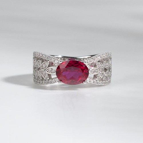 Lab Grown Ruby 14k Polish Vintage Women Jewelry Ring Weeding Gift - Picture 1 of 3