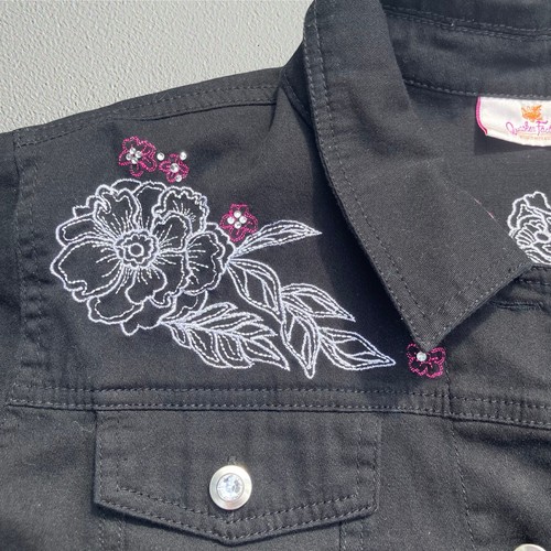 Black jacket with floral embroidery whimsigoth bohemian fairy grunge goth - Picture 3 of 9