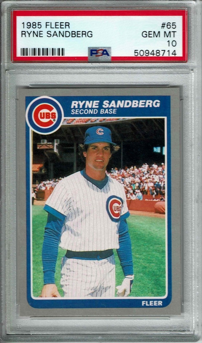 PSA 10 * 1985 FLEER RYNE SANDBERG #65 * CUBS * HOF * LOW POP