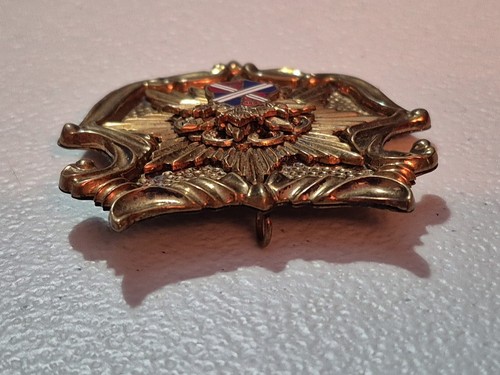 Vintage Victorian Heraldic Family Crown Coat Of Arms Large Brooch Pin - Picture 8 of 11