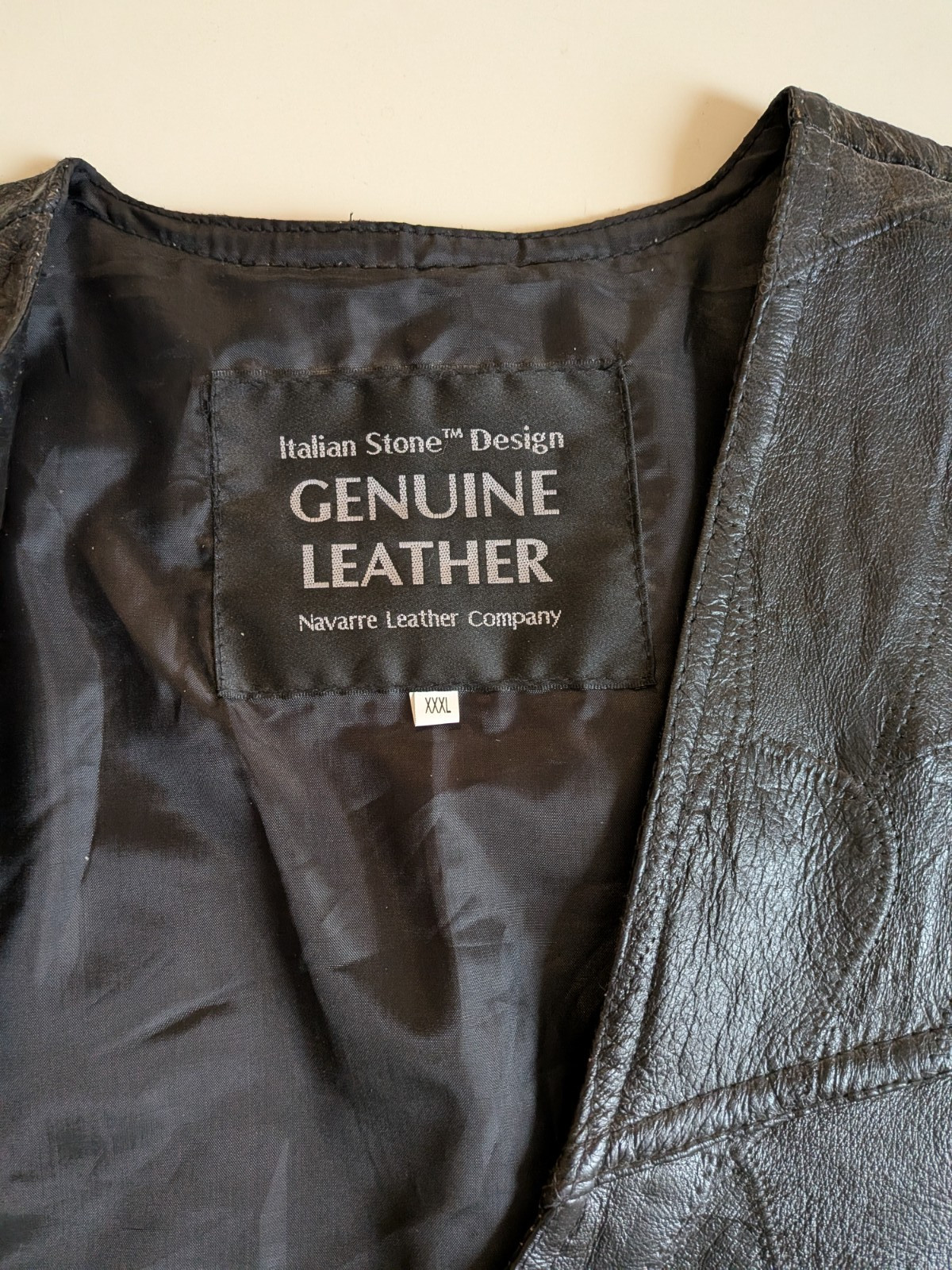 patchwork leather motorcycle style vest - image 3