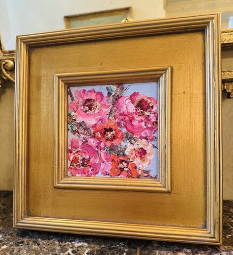 KADLIC Floral Impasto Oil Painting Gold Gilt Frame Fine Art 12” - Picture 3 of 5