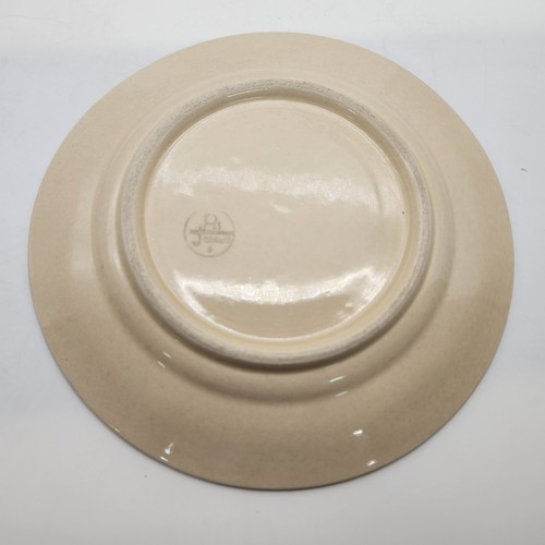 Piatto insalata vintage 1920-1946 Bunzlau Julius Paul dipinto a mano marrone linee nere - Foto 10 di 10