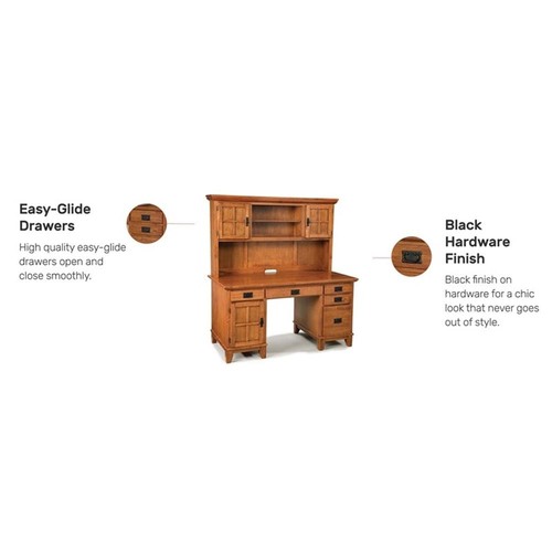 Homestyles Arts & Crafts Wood Pedestal Desk with Hutch in Brown - Picture 5 of 24