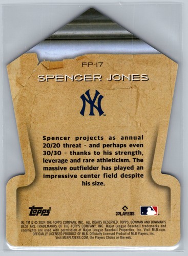 2024 Bowman's Best #FP-17 Spencer Jones Fabled Phenoms - Picture 2 of 2