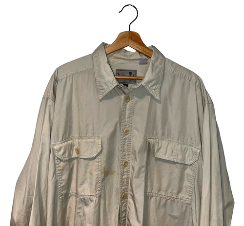 Levis Silvertab Button Up Shirt Mens XL Beige Long Sleeve Vintage 90s - Picture 2 of 9