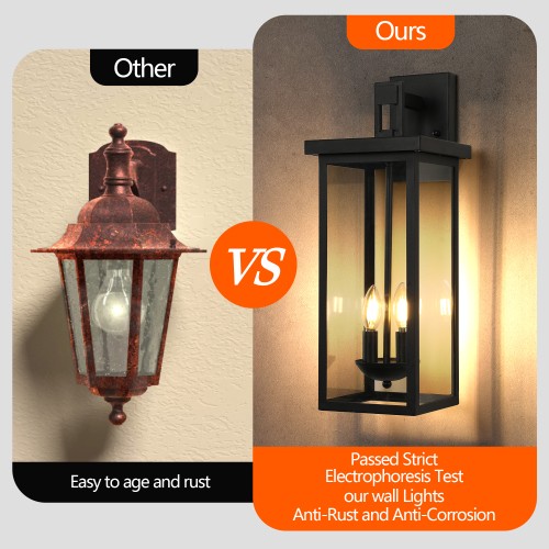 Large Outdoor Wall Sconce Light Fixture Wall Mount Light withGlass Exterior Lamp - Picture 84 of 134
