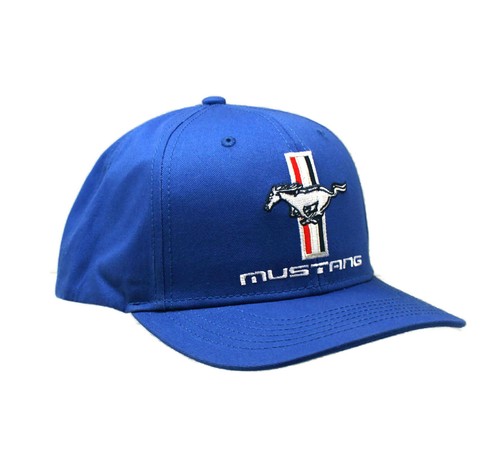 SOMBRERO - Ford Mustang Tri-Bar Bordado Pony Logo Ball Cap Azul - Imagen 3 de 4