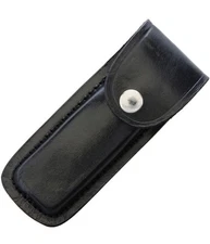 NEW Pocket Knife Sheath Black Genuine Leather Belt Case For 5" Folding Knife