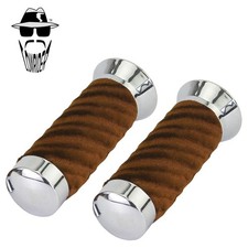 Original Lowrider Custom Swirl Velour Handlebar Grips 7/8" x 130mm  Chrome/Brown