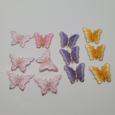 Lot of 12 Butterfly Embroidered Patches Pink Purple Orange Gold Applique Sew On