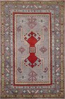 Vegetable Dye Handmade Accent Rug 3x5 Geometric Gray Super Kazak Oriental Carpet
