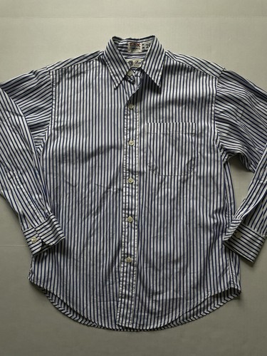 Babe Didrikson Shirt Womens 4 Blue Striped Sea Island Cotton Oversized USA Made - Picture 1 of 7
