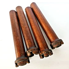 Four Antique Wooden Yarn Thread Wool Spool Spindle Bobbin Wood Loom Vintage 1732