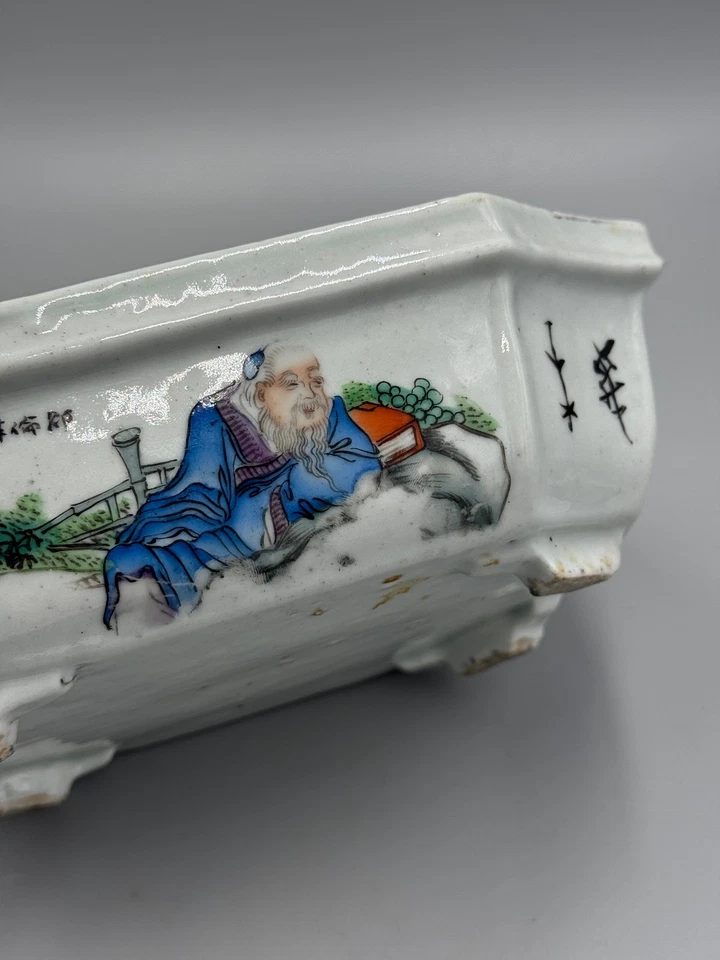 Antigua maceta de rosas familiar de porcelana china de principios del siglo XX de 8 1/4"" Foto 3 de 4