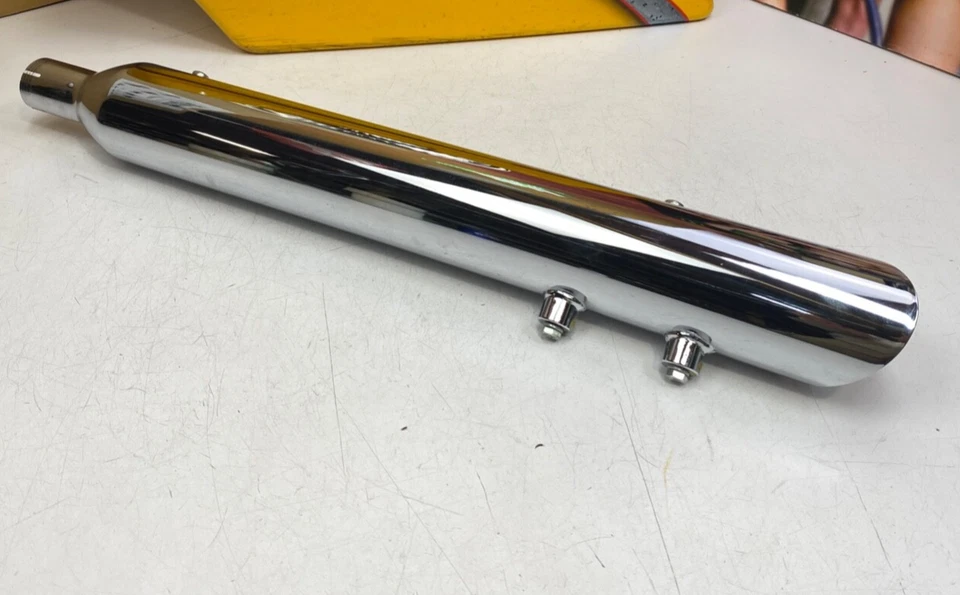 94-16 Harley Touring Rush Racing Left Baloney Cut Muffler Big Louis Slash out - Imagem 2 de 4