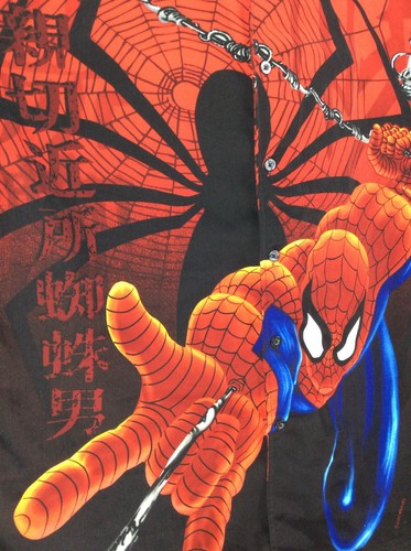 Vintage Changes Y2K 2000 Spider-Man Graphic Short Sleeve Button-Up Shirt XL - Picture 7 of 7