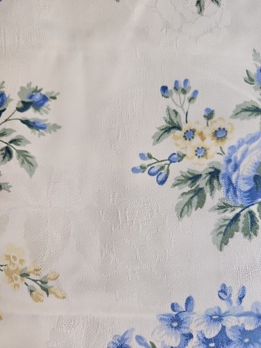 VTG Waverly Fabric Limoges Yellow Blue Floral Printed Cotton Jacquard 55''x105'' - Picture 7 of 8