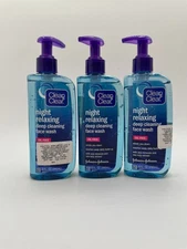 3x Clean & Clear Night Relaxing Deep Cleaning Face Wash Oil Free 8 fl oz