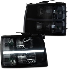 LED Bar Headlight Assembly Compatible LED 2007-2013Chevy Silverado smoke NEW