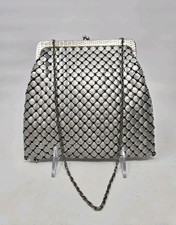 Rare Whiting And Davis VINTAGE 1970'S SILVER METAL MESH BAG 7"L X 9"H X 1 "W