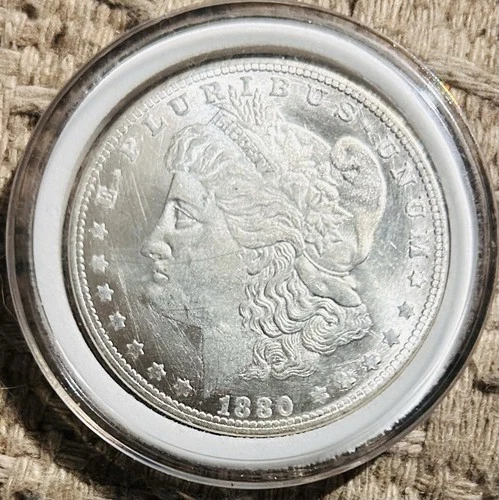 1880-S MORGAN SILVER DOLLAR IN BU CONDITION! PROOF LIKE REVERSE