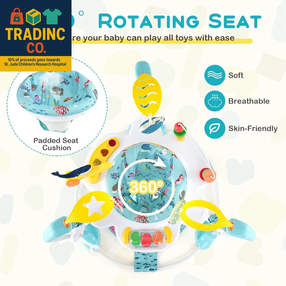 Saltadores y gorilas para bebés, centro de actividades infantiles con luces musicales sonidos, 360° Foto 4 de 4