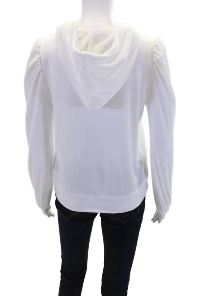 Generation Love Mujer Media Cremallera Mangas Hinchadas Sudadera con Capucha Blanca Talla Extra Pequeña Foto 3 de 4