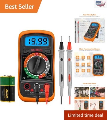 Compact Digital Multimeter with Backlit LCD - AC DC Voltmeter, Ammeter, Ohmmeter