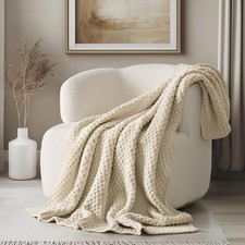 EVERGRACEHOME Chunky Chenille Knit Throw Blanket for Couch, Soft Luxurious Moss