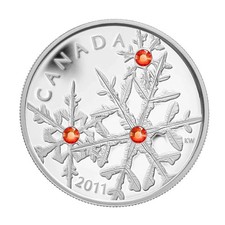 2011 $20 Hyacinth Red Small Crystal Snowflake - Pure Silver Coin