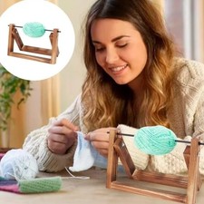 Rotating Wool Storage Rack Detachable Frame Wooden Yarn Spool Organizer Stand
