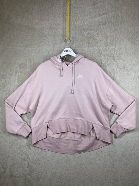 Nike Pullover Hoodie Cropped Sweatshirt Top Size M Womens Pink Long Sleeve