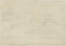 Ashford Derbyshire 1829 - Antique Pencil Drawing - 19th Century