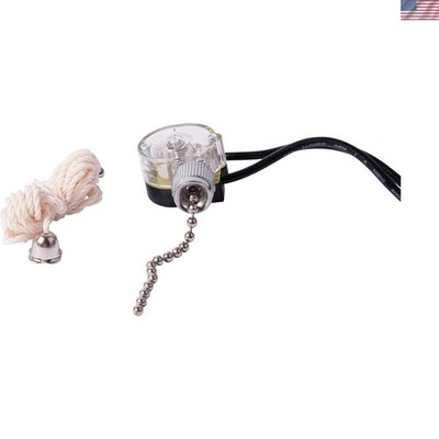 Electrical Pull Chain Switch, SPST, ON-OFF, 6 A/125V AC, 6 inch Wire Terminal...