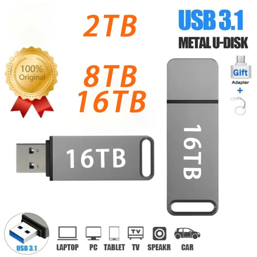 16TB USB 3.2 Metal Flash Drive High Speed Memory Stick Portable USB Storage Pen