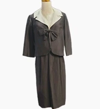 Woman's Vintage 40s Dress Black A- Line Cover Jacket Cocktail Formal Holiday 