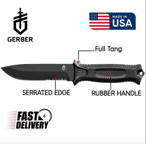 Gerber StrongArm Tactical Fixed Blade Knife - Serrated Edge Survival + Sheath NE - Picture 2 of 11