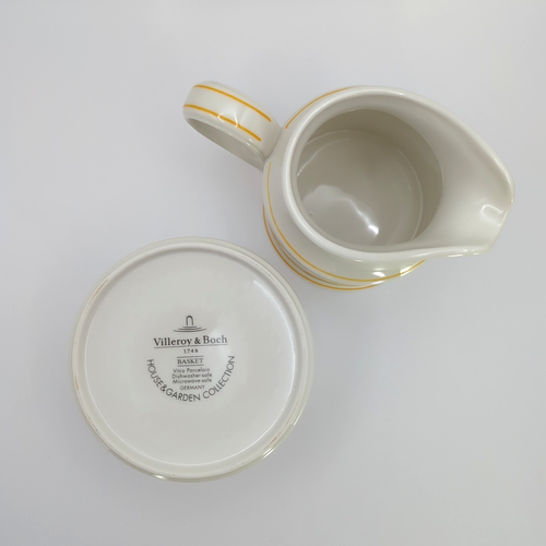 Villeroy & Boch Basket Covered Sugar Bowl and Creamer Cottagecore Farmhouse - Picture 9 of 10