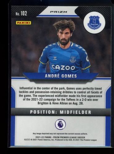 2021-22 Panini Prizm Premier League #102 Andre Gomes Green Yellow Prizm - Bild 2 von 2