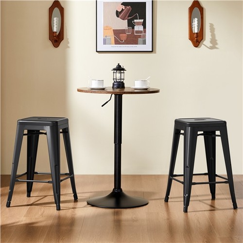 Metal Bar stools 24'' Counter Height Kitchen Bar Chairs Set of 4 Stackable Black - Picture 4 of 7