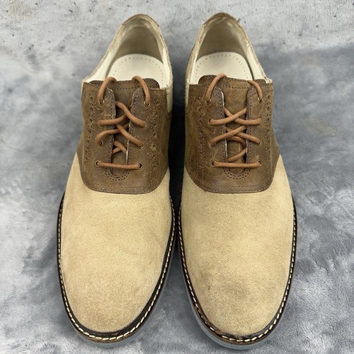 Cole Haan Shoes Mens Sz 11.5 M Tan Blue Air Franklin Saddle Oxford Suede Leather - Picture 3 of 13