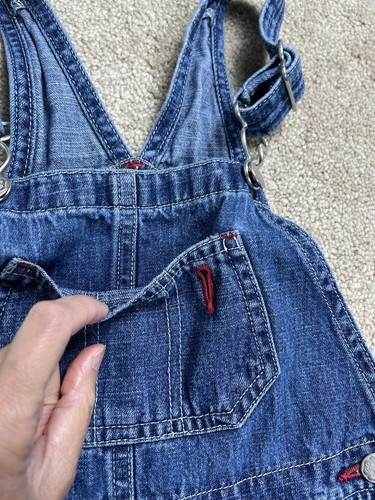 VTG 80s 90s OSHKOSH B'GOSH Denim Overalls Vestbak Toddler 4T Flower Embroidery - Picture 3 of 15