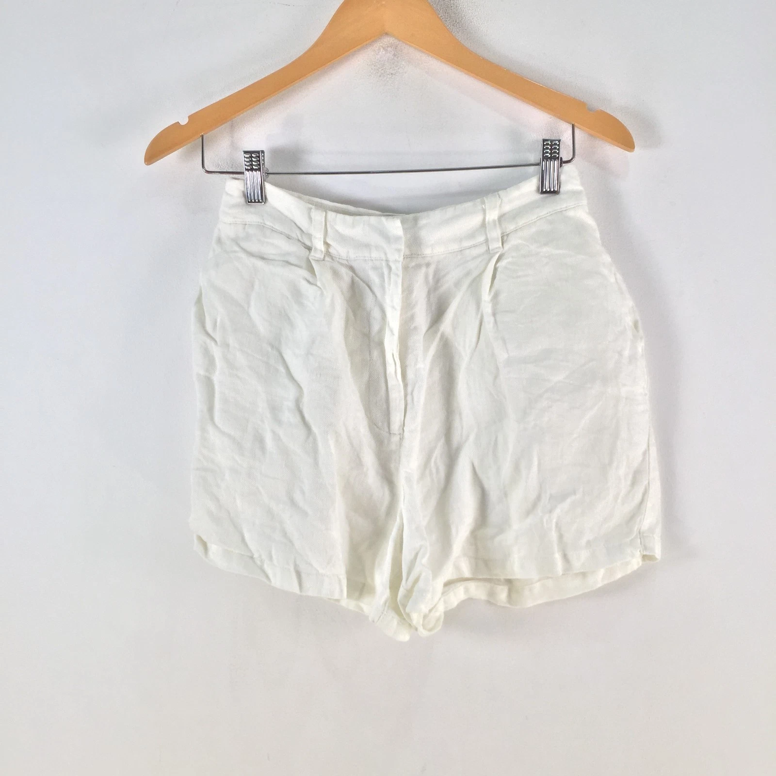 Aere shorts womens size 8 white linen pockets zip fly 125951